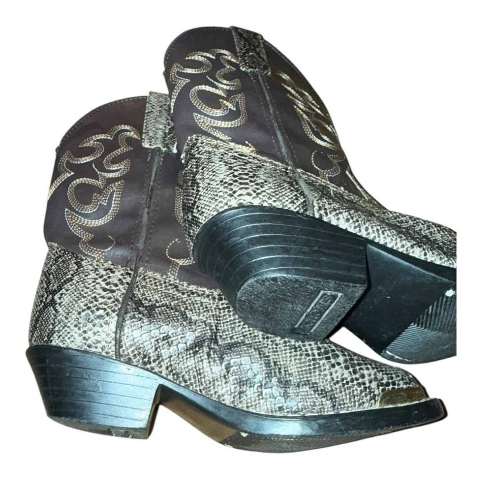 Smoky Mountain Boots Western Cowboy Boots Snakeskin Print Brown — Size 11.5 D